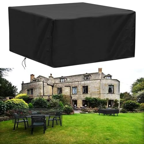 UKIXOM Abdeckung Gartenmöbel Winterfest, 80x80x30cm/LxWxH Wasserdicht Abdeckplane 420D Oxford Gewebe Abdeckhaube Gartentisch Rechteckig,Schutzhülle Tisch für Gartentisch Sitzgruppe von UKIXOM
