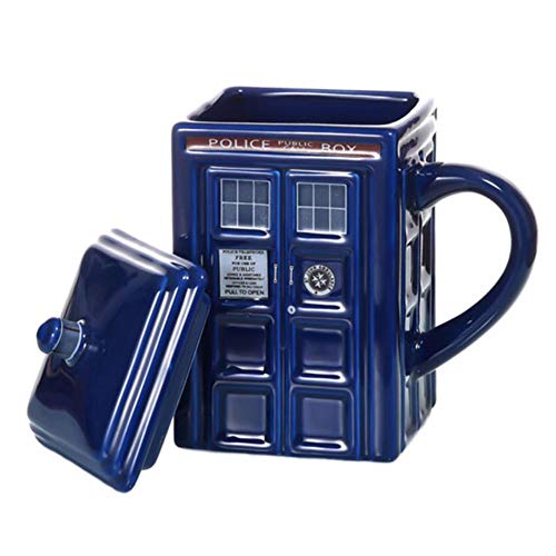 UKKO Tassen Doktor, Der Tardis-Polizei-Kastenkeramik-Becher-Tasse Mit Deckelabdeckung Für Tee-Kaffeetasse-Geschenk von UKKO