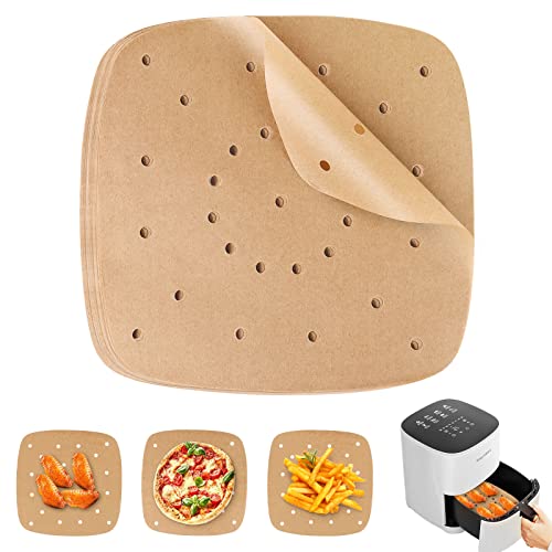 100 Stück Backpapier für Heißluftfritteuse, pergamentpapier Perforiertes Backpapier Antihaft Wasserdicht Ölfest,für Bratpfanne, Ofen, Mikrowelle Und HeißLuftfritteuse,Fritteuse,airfryer von UKOFEW