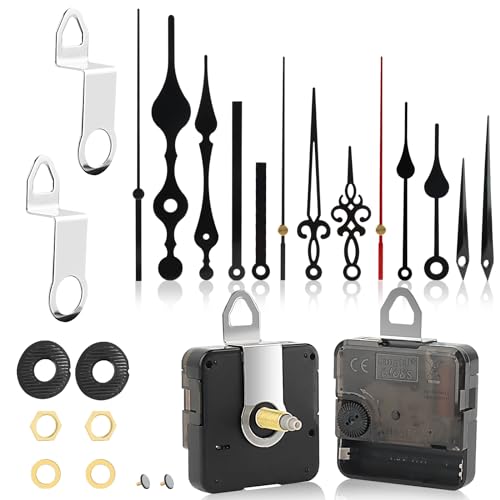 2 Stücke Geräuschloses Uhrwerk Set, Lautlos Uhrwerk Mechanismus, DIY Uhr Ersatzteile, Uhrwerk für Wanduhr, mit 5 Sätze Uhrzeiger, Leise,Für Clock Ersatzteile Ersatz, Teile Reparatur-Kit (18mm, 24mm) von UKOFEW