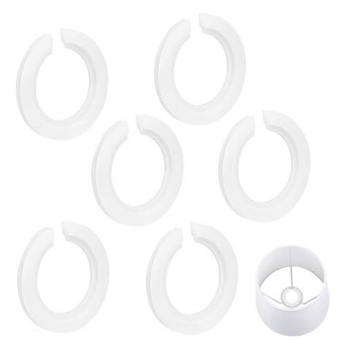 UKOFEW Kunststoff Lampenschirm Ring Konverter E27 auf E14, 6 Stück 42mm auf 29mm Lampenschirm Adapterringe,Adapterring Weiß für Lampenfassungen, Tischlampen von UKOFEW