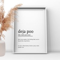 Deja Poo Wörterbuch Definition Print, Dekoration, Wandkunst, Wohndekor, Toilettendekoration, En-Suite Accessoires, Wc-Dekor, Lustiger Druck von UKPrintStudio