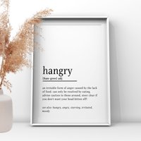 Hangry Wörterbuch Definition, Küche Druck, Dekor, Hungriges Zeichen, Essen Und Trinken, Restaurant, Essen, Home Decor, Gift von UKPrintStudio