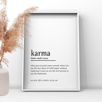 Karma Wörterbuch Definition Print, Home Decor, Wandkunst, Toiletten Dekor, Lustiges Schrulliges Geschenk, Ungerahmter Druck von UKPrintStudio