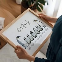 Personalisierte Gerahmt Pinguin Familie Druck, Familien Geschenk, Wohnkultur Personalisierte Geschenke, Weihnachtsgeschenk von UKPrintStudio