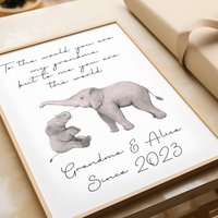 Personalisiertes Gerahmtes Kindermädchen Geschenk, Nanna Druck, Nonna Geburtstagsgeschenk, Oma Geschenke, Geschenk Für Nan, Elefant von UKPrintStudio