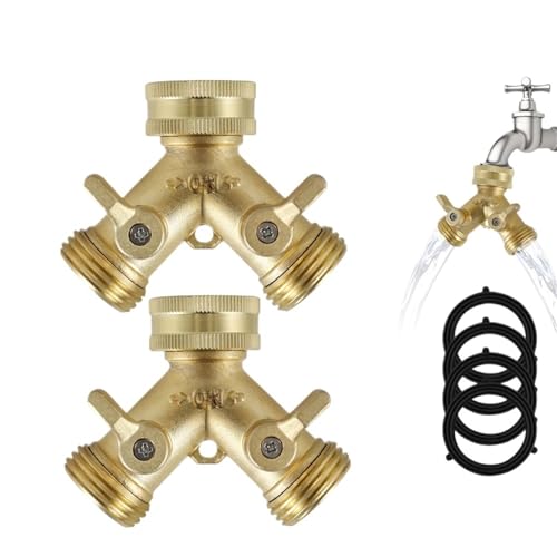 3/4 Zoll Schlauchverteiler, robuster 2-Wege-Gartenschlauchverbinder, Y-Verbinder, Verteiler for Außenwasserhahn(2 water) von UKWYMIDKS