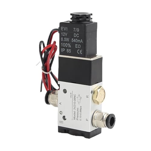 3-Wege-Anschluss 2 Positionen 3V210-08 Normalerweise Geschlossen DC12V 24V AC220V Pneumatisches Luftmagnetventil Elektrische Steuerung Gasmagnetventil(With 12mm Fittings,3V210-08 DC24V) von UKWYMIDKS