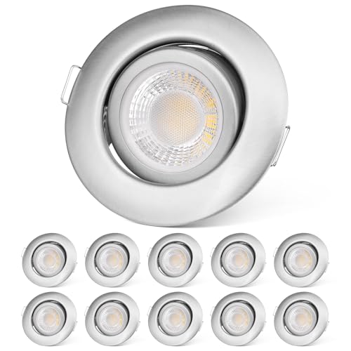 LED Einbaustrahler 230v Dimmbar 68-75mm 6W IP44 Ultra Flach LED Spots 3000K Deckenspots für Badezimmer Wohnzimmer 45°Schwenkbar Einbauleuchten Küche Spots Deckenleuchte 10er Set von UKawhi