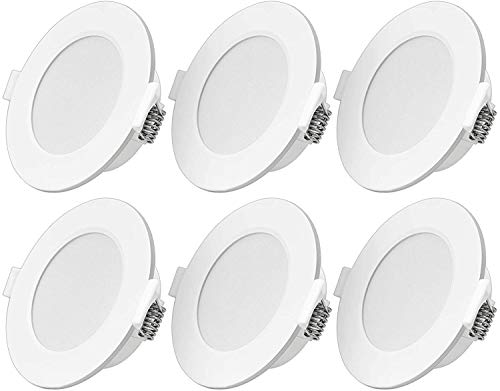 UKawhi LED Einbaustrahler Ultra flach 6W 230V IP44 Neutralweiß 6er Set Einbauleuchten led Einbautiefe 26mm Mini Slim Decken Spot für Badezimmer Wohnzimmer von UKawhi