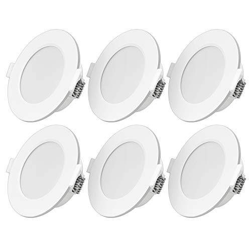 LED Einbaustrahler Ultra flach 6W 230V LED Spots IP44 Warmweiß 6er Set Einbauleuchten led Einbautiefe 26mm Mini Slim Deckenspots für Badezimmer Wohnzimmer von UKawhi