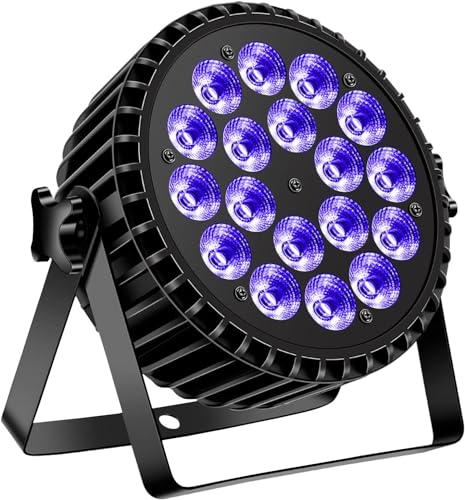 UKing 18 LED Par Strahler,LED Par Licht 200W Scheinwerfer PAR Licht LED Bühnenlicht 4 in 1 RGBW Bühnenbeleuchtung Scheinwerfer Par Strahler mit DMX512 und 8 Kanälen für Party Dj Disco Hochzeit（1pc） von U`King