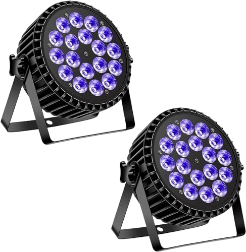 UKing 18 LED Par Strahler,LED Par Licht 200W Scheinwerfer PAR Licht LED Bühnenlicht 4 in 1 RGBW Bühnenbeleuchtung Scheinwerfer Par Strahler mit DMX512 und 8 Kanälen für Party Dj Disco Hochzeit（2pc） von UKing