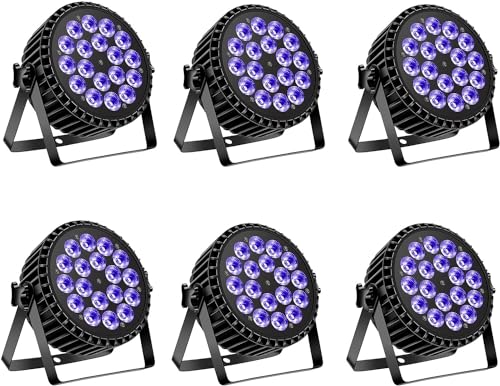 UKing 18 LED Par Strahler,LED Par Licht 200W Scheinwerfer PAR Licht LED Bühnenlicht 4 in 1 RGBW Bühnenbeleuchtung Scheinwerfer Par Strahler mit DMX512 und 8 Kanälen für Party Dj Disco Hochzeit（6pc） von UKing