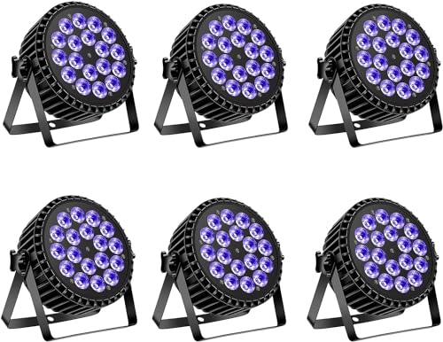 UKing 18 LED Par Strahler,LED Par Licht 200W Scheinwerfer PAR Licht LED Bühnenlicht 4 in 1 RGBW Bühnenbeleuchtung Scheinwerfer Par Strahler mit DMX512 und 8 Kanälen für Party Dj Disco Hochzeit（6pc） von U`King