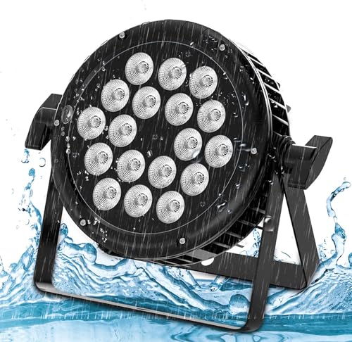 UKing 180W Bühnenlicht Outdoor, RGBW LED Par Strahler IP65 Wasserdicht, 4/8 CH Party Beleuchtung Ideal fürHochzeit Rasen Theater Disco Club von U`King