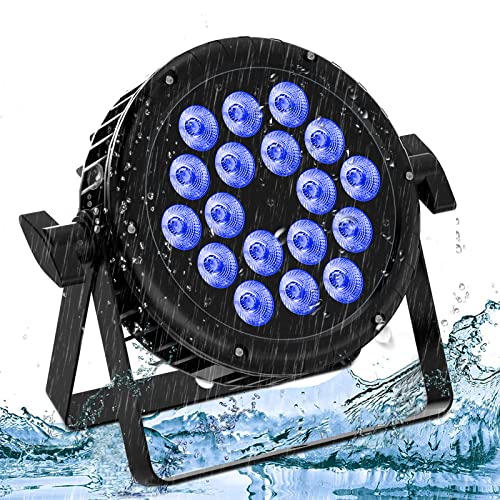 UKing 18x10W Wasserdichtes Par Licht, RGBW 4-in-1 LED Par mit 105cm Wasserdichtem Netzkabel und 52cm DMX Kabel, Unterstützung DMX 4/8CH, Verwendung für Outdoor-Performance wasserdicht, Rasen, Party von UKing