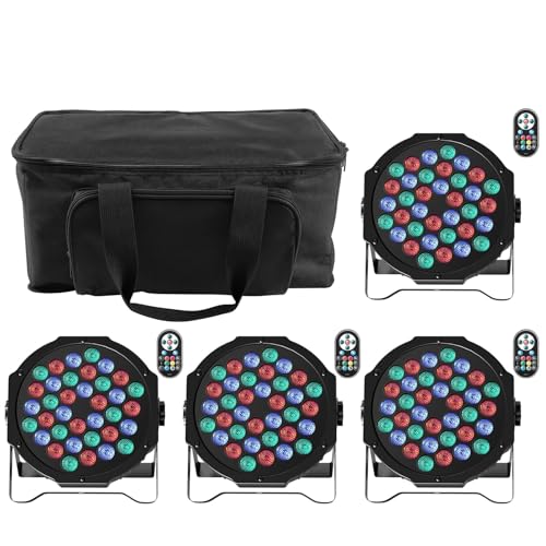 UKing 4PCS LED Par Licht mit Bag,72W LED Strahler RGB DMX Bühnenlicht 7 Modi Partylicht Lichteffekte mit Fernbedienung für DJ Discolicht Hochzeit Weihnachten Bühnenbeleuchtung von UKing