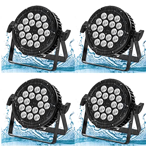 UKing 4pcs Wasserdichte LED Par Bühnenlicht 180W, RGBW 4 in 1 LED Bühnenlicht Scheinwerfer IP65 DMX512 LED Strahler Ideal für Hochzeit Party Außenanwendungs Bühnenbeleuchtung von U`King