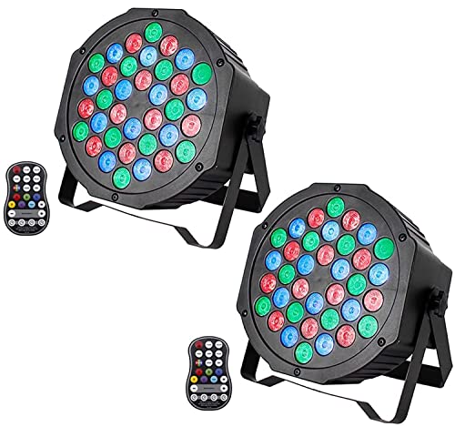 UKing 2PCS Wiederaufladbar LED Par Akku, RGB 36 LED Bühnenlicht DMX 7CH, Partylicht 7 Modi Lichteffekte mit Fernbedienung für DJ Disco Hochzeit Weihnachten Bühnenbeleuchtung von U`King