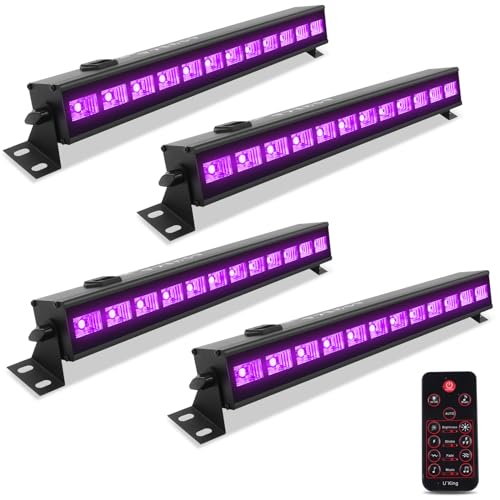 UV Beleuchtung, UKing Schwarzlicht LED mit 12 x 3W UV LED Bar Lichteffekte mit Fernbedienung Partylicht für DJ Disco Karneval Halloween und Weihnachten Bühnenbeleuchtung, 4PCS von U`King