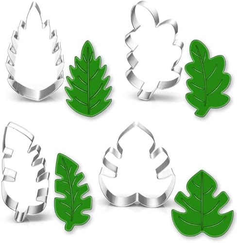Blätter Ausstechformen Set-4 Stück- Eichenblatt, Monstera Blatt, Farnblatt, Tropische Blätter Keks Fondant Biscui Ausstecher von UKoosien