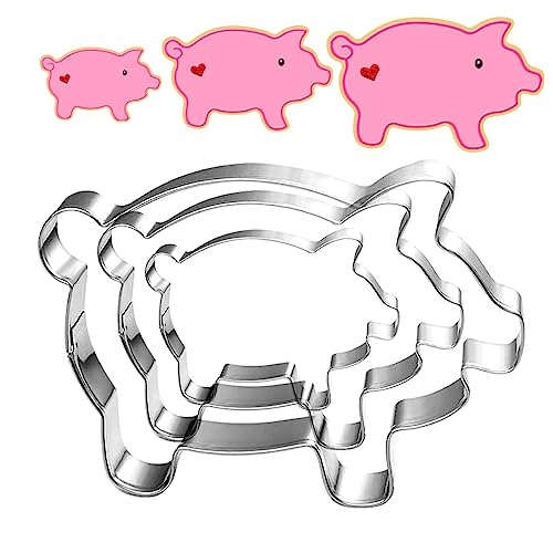 Schwein Ausstechformen Set-Größe 4,7" 3,8" 3,0"-3 Stück-Spülmaschinenfest Tier Fondant Ausstechformen zum Backen von UKoosien