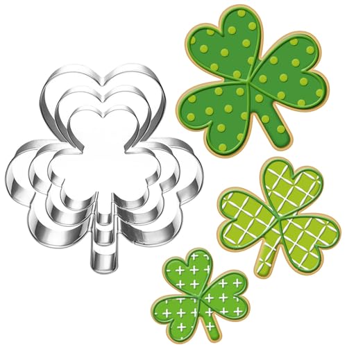 UKoosien St. Patrick's Day Kleeblatt Ausstechformen Set-3 Stück-Plätzchen Ausstecher Linzer Frühling Lustige Ausstechformen für Kinder UKoosien St. Patrick's Day Kleeblatt Ausstechformen Set-3 Stück-Plätzchen Ausstecher Linzer Frühling Lustige Ausstechformen für Kinder von UKoosien