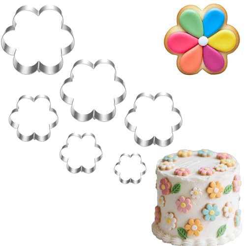 UKoosien Blume Ausstecher Set-6 Stück-10.2cm 9cm 7.5cm 6.4cm 4.5cm 2.4cm-Spülmaschinenfest-Blume mit sechs Blütenblättern Plätzchenausstecher Keksausstecher-Backen Essentials UKoosien Blume Ausstecher Set-6 Stück-10.2cm 9cm 7.5cm 6.4cm 4.5cm 2.4cm-Spülmaschinenfest-Blume mit sechs Blütenblättern Plätzchenausstecher Keksausstecher-Backen Essentials von UKoosien