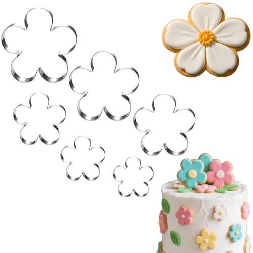 UKoosien Blume Ausstecher Set-6 Stück-10.2cm 9cm 7.6cm 6.4cm 4.5cm 2.4cm-Spülmaschinenfest-Blume mit fünf Blütenblättern Plätzchenausstecher Keksausstecher-Backen Essentials UKoosien Blume Ausstecher Set-6 Stück-10.2cm 9cm 7.6cm 6.4cm 4.5cm 2.4cm-Spülmaschinenfest-Blume mit fünf Blütenblättern Plätzchenausstecher Keksausstecher-Backen Essentials von UKoosien