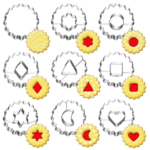 UKoosien Linzer Ausstecher Set-9 Stück-Keksausstecher Plätzchen Obst Brotschneider Marmeladenplätzchen für Kinder und Urlaub UKoosien Linzer Ausstecher Set-9 Stück-Keksausstecher Plätzchen Obst Brotschneider Marmeladenplätzchen für Kinder und Urlaub von UKoosien