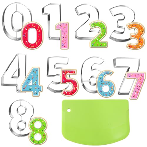 Ukoosien Klein Zahl Ausstechformen Set mit Teigschaber-4,0cm-Plätzchen Ausstecher Fondant Biscui Keks Fondant Dekorieren von UKoosien