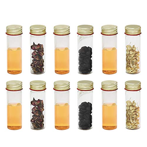 ULAB Scientific Glasröhrchen 25 ml mit Schraubdeckel, kleine Gewürzbehälter, 3,3 Borosilikatglasröhren, Kappen aus Aluminium, 12 Stück, UTT1005 von ULAB