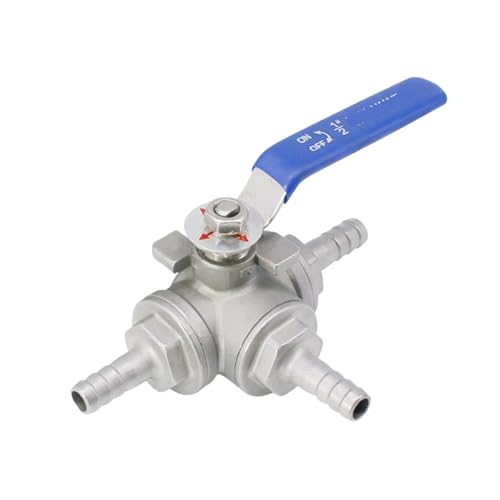 1 x 1,27 cm Edelstahl-Drei-Wege-Kugelhahn L-Typ T-Lederrohr-Kugelhahn (L Typ 14 mm Lederrohr) von ULBTLUOYV