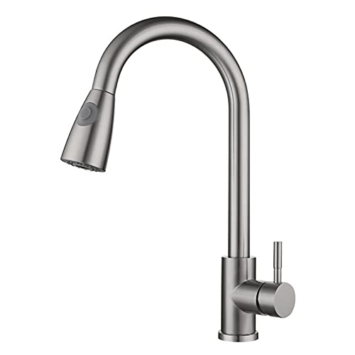Touch on Kitchen Single Handle Kitchen Automatic Sensor Kitchen Sink Taps with Pull Out Sprayer, Stainless Steel Touch Activated Wasserhahn Gebürstete Oberfläche von ULBTLUOYV