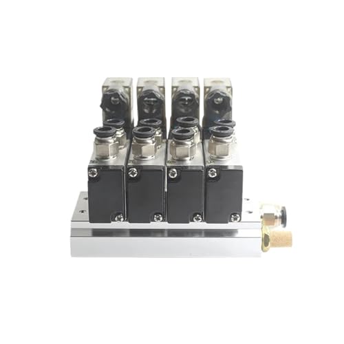 ULBTLUOYV 4V310-10 DC24V 12V 2-Positionen-Vierfach-Magnetventil 5-Wege-Schalldämpfer-Set Aluminiumbasis 3 4 5 6 Stationen AC 220 V AC 110 V (DC24 V 8 IN 8 Out, 10 Station) von ULBTLUOYV