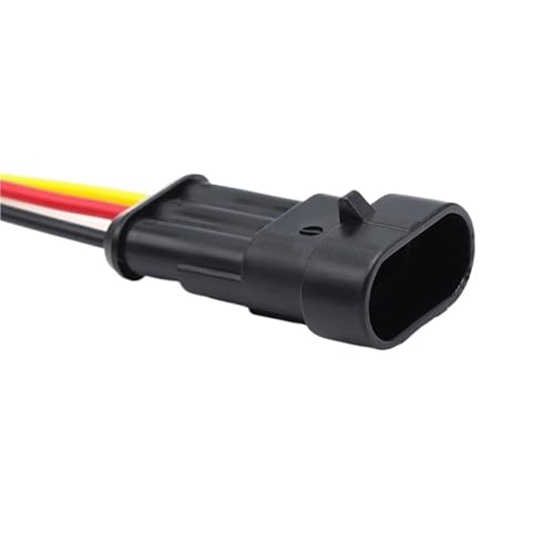 ULBTLUOYV 5/20/100 Sets AMP Automobil-Elektro-Stecker, wasserdichter Stecker, 1-6-polige Klemme, HID-Umwandlung, männlich, weiblich, Buchse mit Draht, 15 cm (3p Stecker 282105-1.100 Sets) von ULBTLUOYV