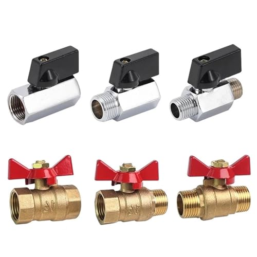 ULBTLUOYV 5/20/100 Stück Messing-Kugelhahn for Luftkompressor, Wasser, Gas, Öl, Absperrventil, 1/8 Zoll, 1/4 Zoll, 3/8 Zoll, 1/2 Zoll, Mini-Gewinde, männlich zu weiblich(45293) von ULBTLUOYV