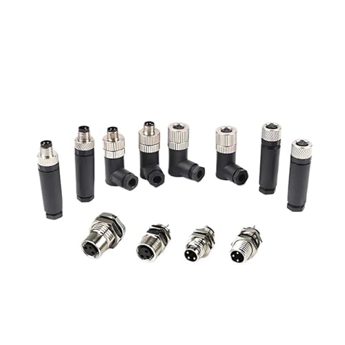ULBTLUOYV M8 Serie Luftfahrt-Stecker, Buchse, 3/4/5/6/8-polig, wasserdicht, Sensoranschlüsse, gerade/rechtwinklig/Flansch (M8 geschirmte Buchse, 20 Stück - 3P) von ULBTLUOYV