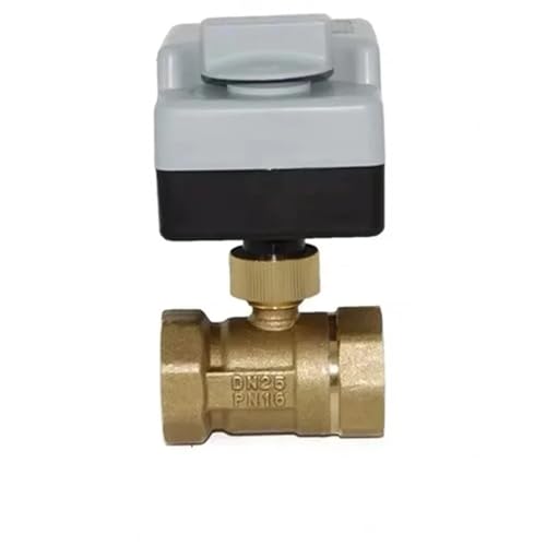 Wasserheizung Messing motorisierter Kugelhahn mit manuellem Schalter 3-Draht-Zweisteuerantrieb AC220V 3 Wege/2 Wege DN15 DN20 DN25 DN32(2 Way,DN25) von ULBTLUOYV