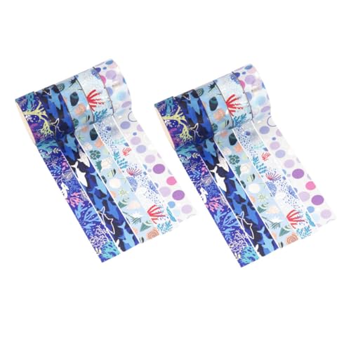 ULDIGI 10 Rollen Ocean Washi Tape mit Goldfolie Selbstklebendes Papierband für Scrapbooking DIY Basteln Dekoratives Masking Tape im Maritimen Stil Handreißbar Vielseitig für Kreative von ULDIGI