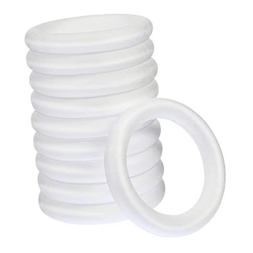 ULDIGI Schaumstoffkreise 10 Stück Kreis-Schaumstoff Weißer Embryo-Schaum-Kranz Weißer Ring Handgefertigte Ringe Modellierschaum-Form Kranzform Für Bastelarbeiten Schaumstoff-Kranz-Ring von ULDIGI