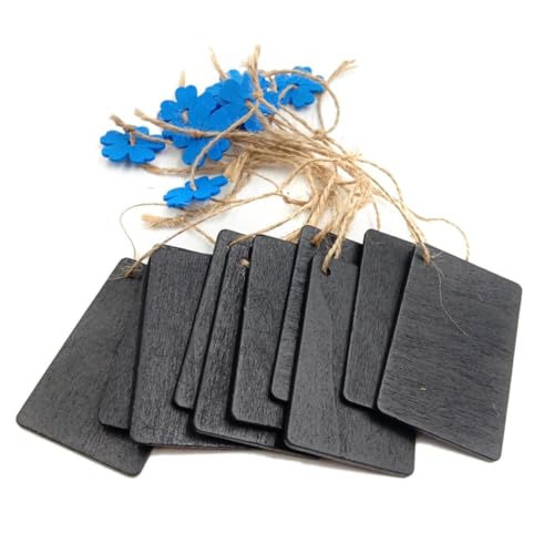 ULDIGI 10 Stück Teiliges Jute-seil Hängeschild Rechteckige Holz-tafel mit Blauem Blumenmuster Vielseitige Schiefertafel für Hausdeko Beschriftung Kreatives Willkommensschild Leicht von ULDIGI