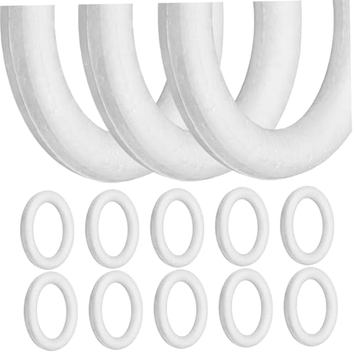 ULDIGI 10 Stück Teiliges Weiße Schaumstoffringe Stabile DIY Circular Ring Modelle für Originelles Basteln Hand Auge Koordination und Dekorativen Kunstprojekten von ULDIGI