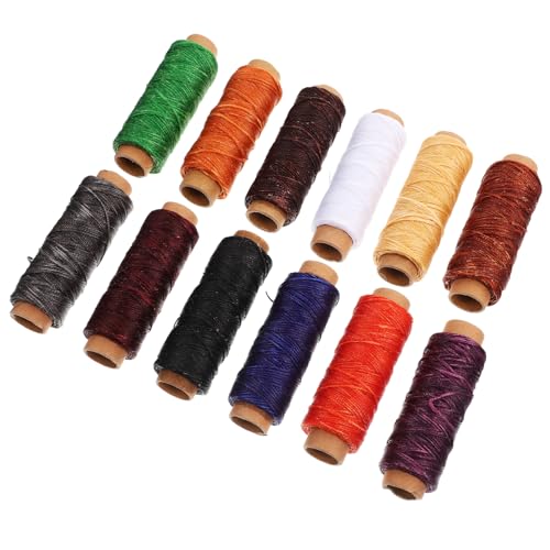 ULDIGI 12 Rollen Teiliges Gewachstes Nähgarn Professionelles DIY Nähzubehör Bunte Wachsschnur für Handarbeiten Lederarbeiten Kleidung und Schnelle Reparaturen zu Hause von ULDIGI