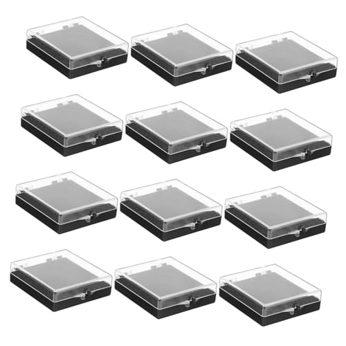 ULDIGI 12 Stück Teiliges Transparente Aufbewahrungsbox mit Klarem Deckel und Schwarzer Schwamm-Einlage Lapel Pin Case Medal Display Case Schützende Polsterung für Pins Anstecknadeln von ULDIGI
