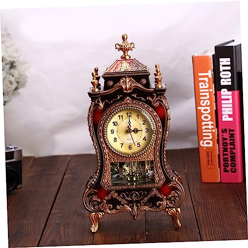 ULDIGI Tischuhr Vintage Aus Kunststoff Dekorative Uhr Archaisch Für Wohnzimmer Schlafzimmer Musikalische Zeitglocke Ohne Batterie Moderne Tischuhren Für Zuhause von ULDIGI