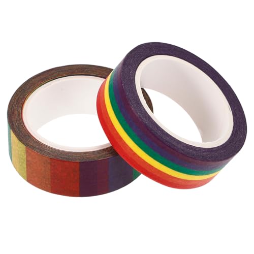 ULDIGI 2 Rollen Dekoratives Regenbogen Washi Tape Selbstklebendes Rückstandsfrei Entfernbares Bastelband für Scrapbooking Tagebuch Geschenkverpackung DIY Kreativprojekte Vielseitig von ULDIGI