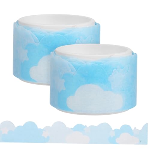 ULDIGI 2 Rollen Washi Tape Blaues Wolkenmuster Dekoratives Selbstklebendes Masking Tape Für Scrapbooking Journaling Geschenkverpackung Starke Haftung Einfach Entfernbares Bastelband von ULDIGI