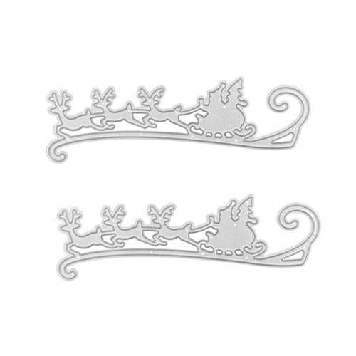 ULDIGI 2 Stück Teiliges Carbonstahl Stanzschablonen Weihnachtsmotiv Rentier Schlitten Design für Scrapbooking Kartengestaltung DIY Papier Basteln Weihnachten von ULDIGI
